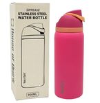 House of Quirk Sippease Insulated Stainless Steel Water Bottle with Straw for Sports and Travel BPA-Free 950ML (Pink)