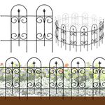 Thealyn Metal Decorative Garden Fence Border 32 in .H x 17.5 in .W (14 Panels, Total Length 20 feet) No Dig Fence Rustproof Wrought Iron Landscape Fencing for Flower Bed, Yard, Animal Barrier