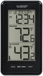 La Crosse Technology WS-9160U-BK-IT-CBP Battery-Powered LCD Wireless 2-Piece Digital Weather Thermometer Station with Hygrometer and Calendar