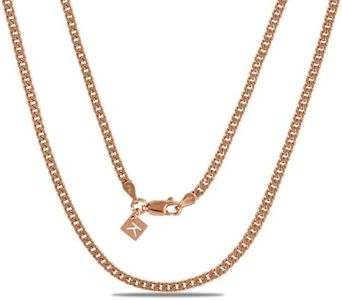 Kezef 3mm Miami 925 Sterling Silver Chain Necklace Men - Rose Gold Necklace 18 inch Curb Diamond Cut Cuban Link Chain Men Women - Made in Italy Chains - cadenas de plata 925 para hombre