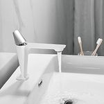 InArt Brass Wash Basin Faucet Single Lever Basin Mixer Tap (White Silver)