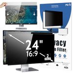 Peslv 2-PACK 24 Inch 16:9 Computer Privacy Screen for Widescreen Monitor, 24inch Removable Anti Blue Light Glare Eye Protection Shield, Black Blackout Anti Spy Desktop Security Private Filter