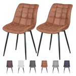 mcc direct set of 2 Dining Chairs, Faux Matte Suede Leather Dining Chairs with Padded Seat and Metal Legs for Dining Room, Living Room, Kitchen Room and Commercial Restaurants-Alba (Tan)