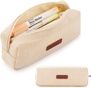 EASTHILL Big Capacity Pencil Pen Case Office College School Large Storage High Capacity Bag Pouch Holder Box Organizer (Brown, Canvas)