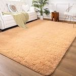 Andecor Soft Fluffy Living Room Bedroom Rugs - 5 x 8 Feet Indoor Shaggy Plush Area Rug for Boys Girls Kids Baby College Dorm Living Room Home Decor Floor Carpet, Camel