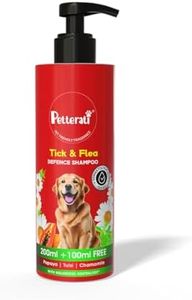 Petterati Tick & Flea Defence Dog Shampoo | Papaya, Tulsi & Chamomile | Prevents Ticks & Fleas, Soothes Skin | 200ml + 100ml Free