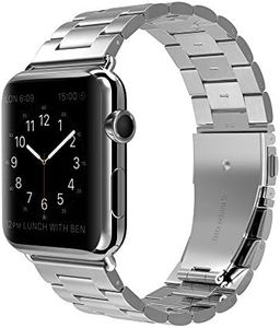 U191U Metal Bands Compatible with Apple Watch Band 41mm 40mm 38mm, Dressy Stainless Steel Chain Strap for Men iWatch Series Ultra/Ultra2/9/8/7/6/5/4/3/2/1 SE, Silver