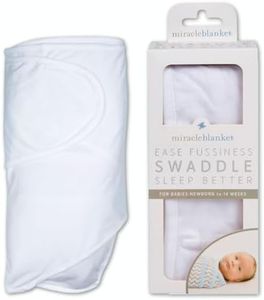 Miracle Blanket Baby Sleep Wearable Swaddle Wrap for Newborn Infant Boy or Girl 0-3 Months, White