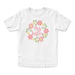 Purple Print House Girls Big Sister T Shirt - Baby Announcement New Baby Promoted to Girl - Pregnancy Reveal, 7-8 Years, White