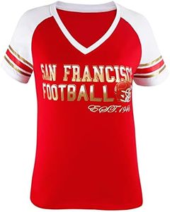 Simapak Womens Football Fans Athletic City Raglan T-Shirts - White & Red (Size:XL)