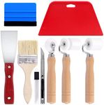 Glarks 9Pcs Wallpaper Smoothing Tool Kit Including 3Pcs Flat Seam Roller, 2Pcs Smoothing Squeegee, 1Pc Paint Brush, 1Pc Putty Knife and 1Pc Craft Knife with 9MM Blades for Adhesive Paper Application