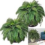 Faux Fern, 2pcs Artificial Ferns 88Branches Hanging Artificial Boston Fern 40 Inch Faux Ferns for Outdoor Planter Large for Decorating Office, Patio, Living Room Fake Ferns