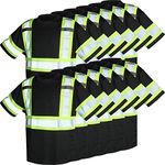 Sintuff 12 Pcs High Visibility Reflective Safety Shirt Short T Shirt Construction Work Breathable Shirt Bulk for Men Women(Black, Large)