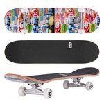 KMX Complete 31" x 8" Skateboard for Beginners, Double Kick Concave Deck, 7 Layer Canadian Maple | Premium Truck | Kids Cruiser Skateboard for Kids Ages 6-12, Girls, Boys,Teens(Cartoon Comic)