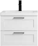 Flairwood Decor Bathroom Vanity Cosmo 24 Inches Cosmo White - Includes Wall Mounted Cabinet with 2 Large Drawers and White Countertop with Integrated Sink - Assembled Vanity