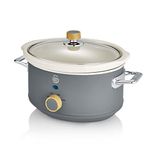 Salton Swan Nordic-Style Slow Cooker with Removable Ceramic Pot, 3.5 Litre, Slate Grey