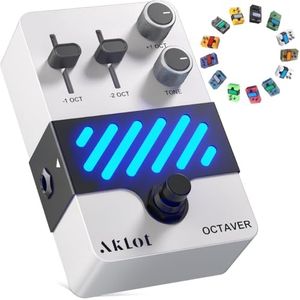 AKLOT Octave Electric Guitar Pedal: Fast Tracking & Dynamic Response, +1/-1 Octave & Level Controls, Mini Guitar Effects Pedal True Bypass, NEON SubShift
