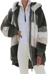 OMZIN Women's Autumn Winter Casual Loose Warm Up Ladies Outerwear Hooded Jackets Multicolor Coats Green M