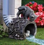 Gutter Downspout Extension - Downspout Splash Block - Downspout Diverter Garden Statue (Playful Chasing Kitty and Frog)