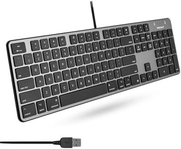Macally Slim USB Wired Keyboard for Mac - Full Size 104 Key Layout & 16 Shortcut Keys - Scissor Keycaps for Tactile Typing - Wired Keyboard with Numeric Keypad - Plug and Play Keyboard - Space Gray