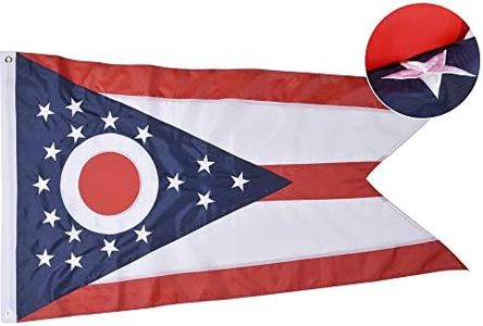 VICDRIA Ohio State Flag 3x5 Ft, Deluxe Embroidered Premium Polyester Durable OH Outside Flag, Indoor/Outdoor with Sewn Stripes and Brass Grommets