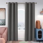 Deconovo Blackout Room Darkening Thermal Insulated Curtains, Energy Efficient & Noise Reducing Grommet Window Drapes for Bedroom, Living Room, Nuresrey, Kids Room, 42x72 Inch, 2 Panels, Light Grey