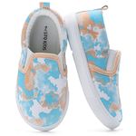 STQ KIDS Toddler Shoes Girls Loafers Shoes Canvas School Kids Slip on Shoes Pink Tie-Dye Size 9 Toddler