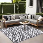 GBS Indoor Outdoor Large Garden Rug Summer Area Floor Mat Patio Balcony Beach Picnic Caravan pool Side Carpet Rug UV Resistant Lightweight Black/White, Grey/White 120 x 180cm (Grey & White)