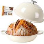 AHJ Dutch Oven For Sourdough Bread Baking,26cm/5.7L Enameled Cast Iron Dutch Oven,Non-Stick Sourdough & Casserole Dish,Casserole Pot for Bread Baking,Roasting,Best Gift for Bread Lovers (White)