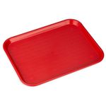 Carlisle FoodService Products Cafe Fast Food Cafeteria Tray with Patterned Surface for Cafeterias, Fast Food, and Dining Room, Plastic, 14" x 18", Red