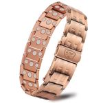 KGP® Mens Magnetic Copper Bracelet with Strength Magnets,Mens Magnetic Pure Copper Bracelets for Arthritis and Joint,Adjustable Magnetic Copper Bracelet with Premium Fold-Over Clasp,9.0 INCHES