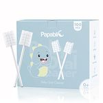 [100-Pack] Papablic Baby Tongue Cleaner, Baby Toothbrush, Upgrade Gum Cleaner with Paper Handle for Babies and Infants Ages 0-2 Years