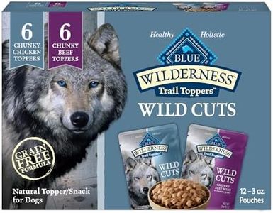 Blue Buffalo Wilderness Trail Toppers Wild Cuts Wet Dog Food Variety Pack, High-Protein & Grain-Free, Made with Natural Ingredients, Chicken and Beef Flavors, 3-oz. Pouches, (12 Count, 6 of Each)