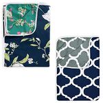 Divine Casa Polyester All-Weather 120 GSM Printed Lightweight Reversible Design Set of 2 Single Bed AC Dohar Blanket - Green and Dark Blue