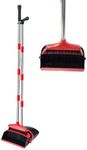 Xifando Broom and Dustpan Set, Stand Upright Windproof Dustpan, Long Handle Broom and Dustpan with Teeth for Home Kitchen Room Office Lobby Floor Cleaning