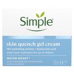 Simple Water Boost Skin Quench Gel Face Cream with 19% Hydrating Actives and Hyaluronic Acid Moisturiser for Dry Skin 50 ml