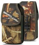 AH Heavy Duty Cell Phone Holster, Hunting Camo Phone Pouch Carrier S5 Belt Clip Phone Belt Holder with Loops Belt Clips for Holsters Fits iPhone 6 7 8 11 Galaxy S8 S9 S10 w/Thick Case (Medium)