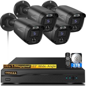 (Full HD 5MP Definition) Wired Security Camera System Outdoor Home Video Surveillance Cameras CCTV Camera Security System Outside Surveillance Video Equipment Indoor 4-Cams