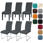 Yugarlibi Dining Chair Covers Set of 6 Stretch Chair Slipcovers Swing Chair Elastic Removable Dining Room Chair Covers Reusable Washable Chair Protector for Hotel Banquet Ceremony (Dark Grey, 6 pcs)