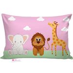 Casa Copenhgen Baby Pillow with Super Soft Imported Fabric|1 Month to 5 Year Kids Pillows|Animal & Cartoon Prints|Infant Pillow for Sleep,Neck Support-12 X 18 Inch,Cute Giraffe - Microfibre, Pink