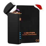 Christmas Electric Lighter Gifts for Men, Coquimbo Windproof Rechargeable Lighter with Long Battery Life & LED Power Display, Flameless Dual Arc Plasma USB Lighter for Indoor Outdoor Candle Cooking