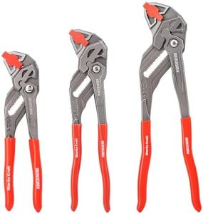 GEINXURN 7/10/12-Inch Pliers Wrench, 1PC Smooth V-Jaw Pliers with 24-Position Push-Lock, Fast Adjustable Slip Joint Pliers Set for Plumbing, Home Repair, and Pipe Fittings
