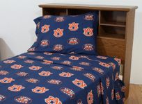 College Covers Auburn Tigers Printed Solid Sheet Set, King