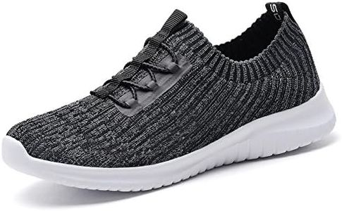 TIOSEBON Women's Lightweight Walking Shoes Comfortable Slip-On Running Sneakers Deep Gray 5.5 US Wide New