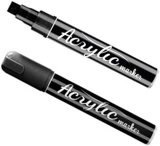 Beager 2Pack 10mm Black Jumbo Large Tip Permanent Acrylic Paint Marker Pens Set for Garden Decorations Crafts Paper Signs Art RV Car Cards Ceramic Glass Wood Canvas Drawing Walls Brick
