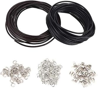 Provone 150 Pieces Necklace Cord Kit,Black And Coffee Leather Cord 2mm Clasp Bulk for Necklace Bracelet Jewelry Making Accessories