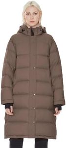 Orolay Women's Long Down Jacket Detachable Hooded Puffer Jacket Winter Warm Down Coat with Hem Slit Coffee Small