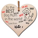 The Plum Penguin Personalised Handmade Wooden Hanging Heart Plaque great for dog lovers dog mums pet keepsake