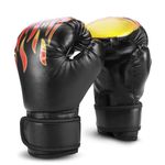 Flexzion Boxing Gloves for Kids 4oz Black Training Punching Bag Mitts, Kid Boxing Gloves with Faux Leather & Wrap-Around Wrist Protection for Boys & Girls Ages 3-8 Years