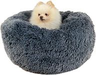 SKRORS Dog Beds Calming Donut Cuddler, Small Dog Bed for Dogs, Cats, Kittens and Puppies, Machine Washable (40cm,Dark Grey)